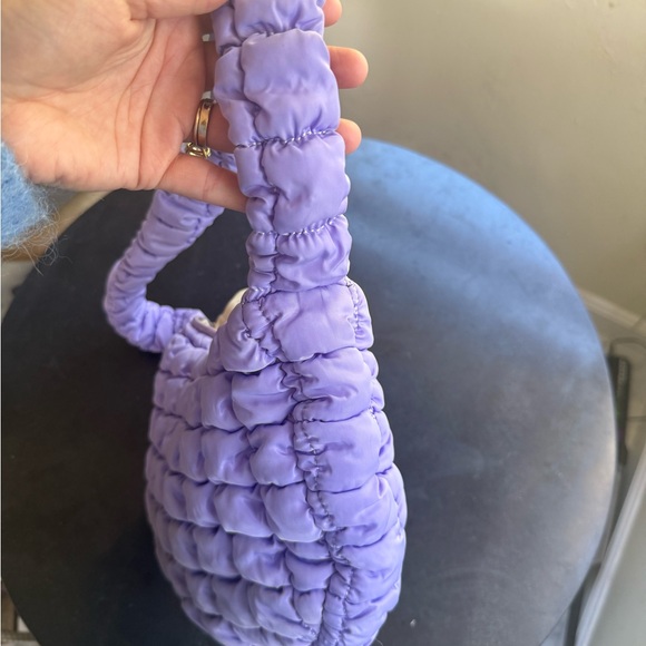 Lilac Quilted Puffy Small Baguette Women's Bag, Slouchy, Summer, Spring - Picture 12 of 12